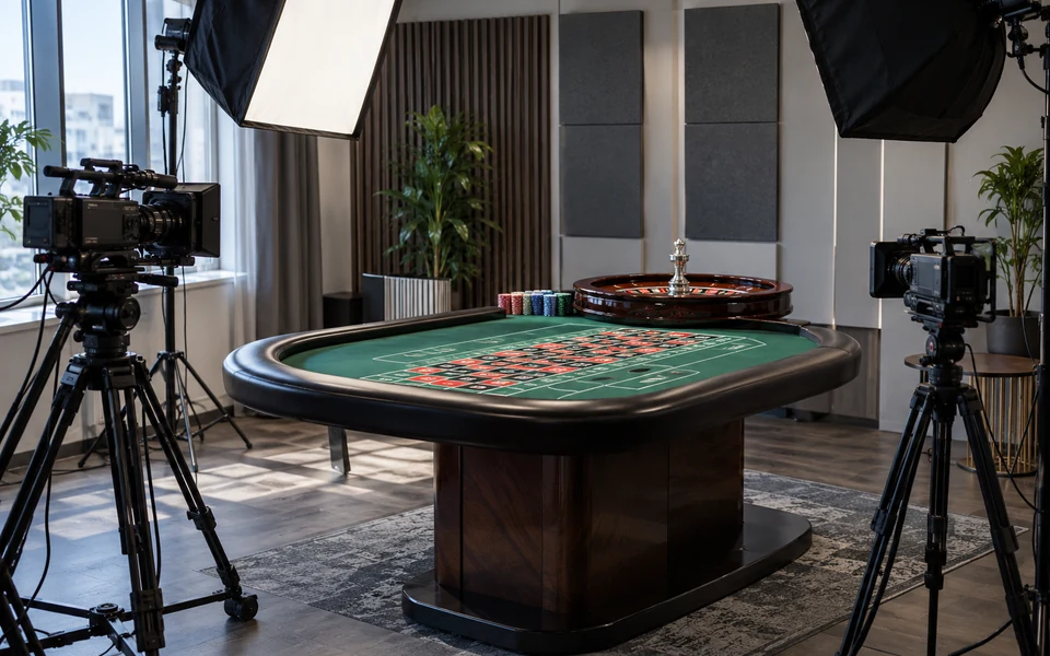 Студия Live Casino с освещением и камерами