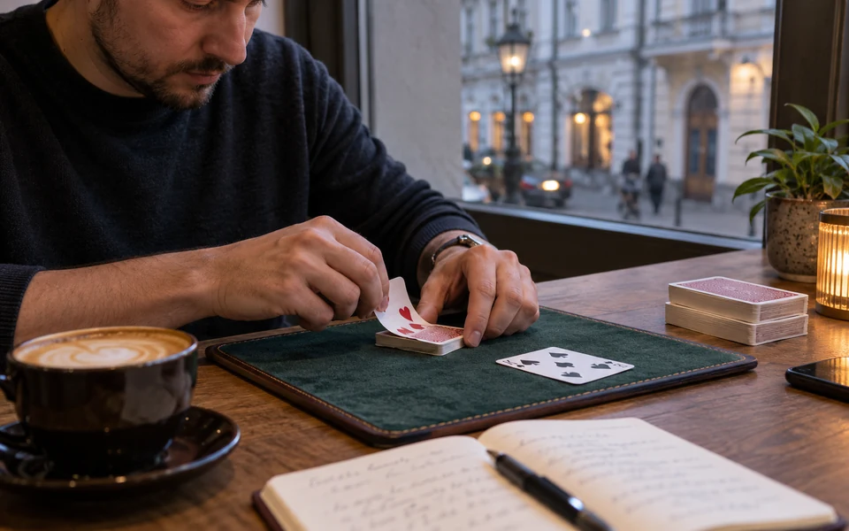 Ритуал медленного открытия карт Baccarat Squeeze